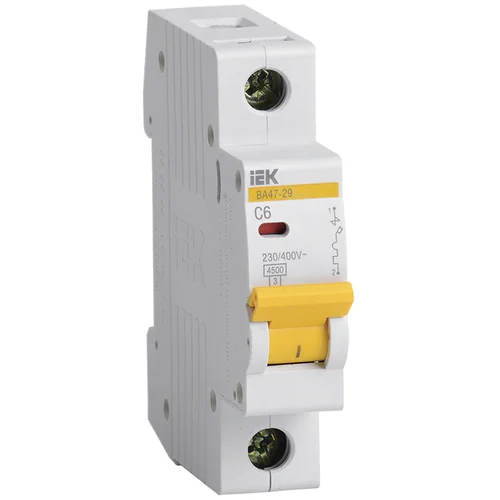 Выключатель автоматический модульный 1п C 6А 4.5кА ВА47-29 ИЭК MVA20-1-006-C